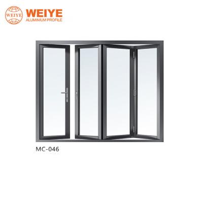 China door & Aluminum Window Door Folding Interior Hollow Glass With 70 Profile Width for sale