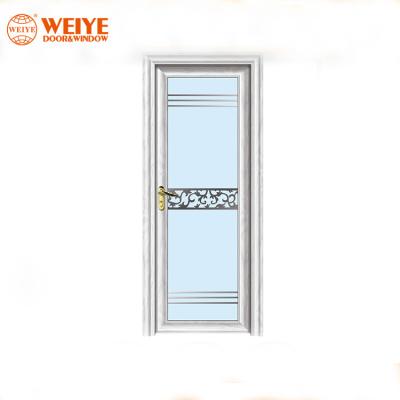 China Modern Aluminum Alloy Inner Frame Swing Doors Toliet Casement Single Glass Bathroom Door for sale