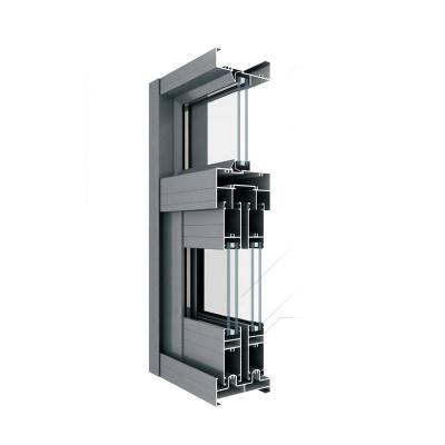 China Magnetic Screen 87series Aluminum Sliding Window With Fixed Frame And Insulating Sash Glass And Roller for sale