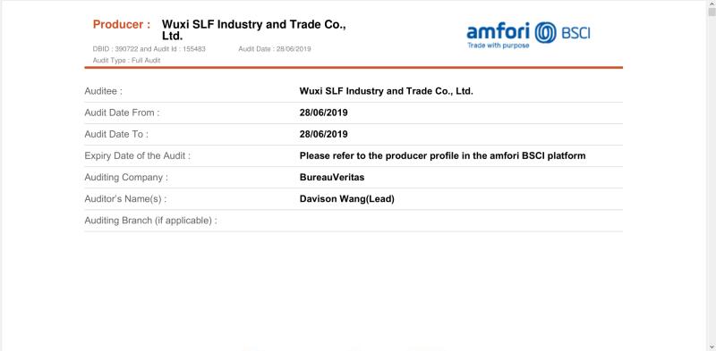 BSCI - Wuxi SLF Science And Technology Co., Ltd.