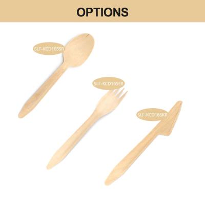 China Restaurant Customized Your Own Logo Biodegradable Bulk Wood Spoon / Forks / Disposable Wooden Knives Cutlery for sale