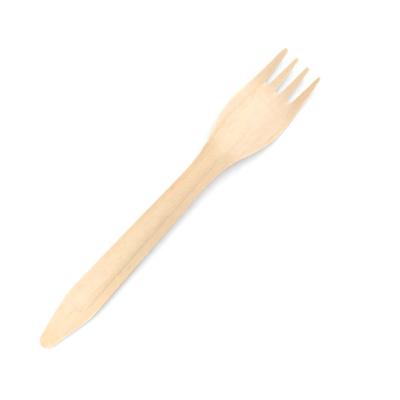 China Restaurant 165mm Birch Wood Eco-friendly Disposable Biodegradable Natural Smooth Fork For Party for sale