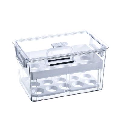 China Fresh Keeping Refrigerator Bins, Egg Drain Box, Storage Organizer for Freezer, Pantry and Buffets, BPA Free, Clear for sale