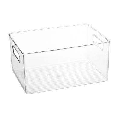 China Clear Freshness Keeping Organizer Bins Kitchen Household Sundries Storage Plastic Organizer With Handle for sale