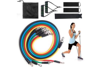 China Durable Custom Logo TPE Exercise Resistance Bands Set 11pcs for sale