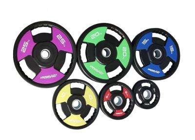 China Three-Hole PVC Colorful Barbell Plates For Fitness Adjustable Weightlifting for sale