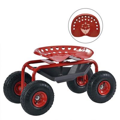 China 4 Wheel Height Adjustable Garden Cart Seat Garden Cart Tool Cart for sale