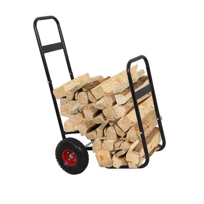 China Firewood Firewood Hand Truck Box Firewood Log Cart Rack Wooden Transport Cart with Firewood Wood Cart for sale