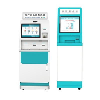 China Government Medical Hotel Shopping Mall Self Service Kiosk QR Code Scanner Ticket Printer inch Touch Panel pc Android SystemPayment Kiosk for sale