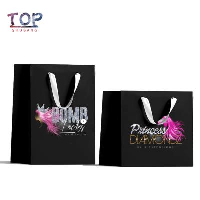 China Recyclable Custom Logo Paper Shopping Bag Hair Boutique Packaging Bags Personalized Birthday Gift Package Bag for sale