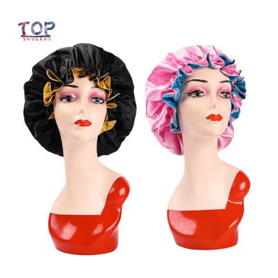 China Character Custom Design Mother and Me Double Layer Silk Satin Sleep Hood Revisible Hair Hoods for sale