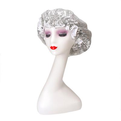 China SATIN Sequin Fabric Skull Polyester Hair Wigs Glitter Hood For Sleeping for sale