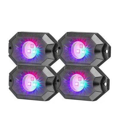 China Aluminum 4 Pieces Decoration Blue Red Green Automotive Control With Mobile App Led Rock Lights for sale