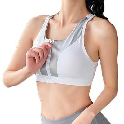 China Anti-Static Bra Women's Gym And Yoga Sports Wear Patchwork Workout Sports Bra With Zipper for sale