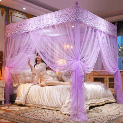 China Insecticide Treated New Design Mosquito Net King Queen Size Bed Square Shape Mosquito Net Indoor Home Decoration Net Canopy Princess Style Beautiful Lace for sale