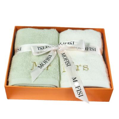 China Viable ready to ship bath towel set soft lint free luxury toallas 100% cotton cheap price box gift towels for sale