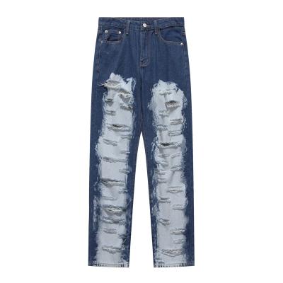 China Breathable 2023 spring street style distressed jeans spliced ​​jeans factory customized logo patchedjeans for sale