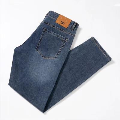 China China factory wholesale 2023 summer business loose straight waist high quality silk stretch high wide leg men's breathable jeans for sale