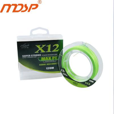 China Wholesale High Tensile MDSP 2 Colors Strong Strength Line 120m 12 Strand PE Brraided Fishing Lines For Fishing for sale