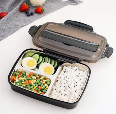 China Eco-Friendly King-Control Kitchenware Food Lunch Tray 3/4 Compartment Freshness Preservation and Stainless Steel Cookware with Leak Proof Plastic Cover for sale