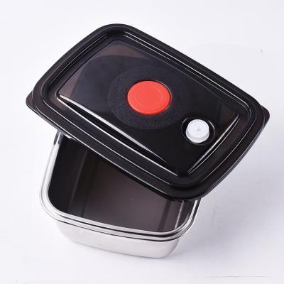 China Large 304 Plastic Freshness Keeping Rectangle Lid Seal Stainless Steel Food Storage Container For Kitchen Vacuum Saver Food Storage Container for sale