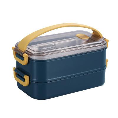 China Stainless Steel Plastics Lid Food Storage Container Leakproof Sealing Boxes Bento Box Portable Kids Lunch Japanese School Freshness Preservation for sale