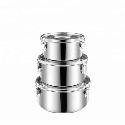 China Wholesale Freshness Keeping Metal Round Divider Compartment Storage Food Containers with Lids Heating Stainless Steel Stackable Warmer Lunch Box for sale