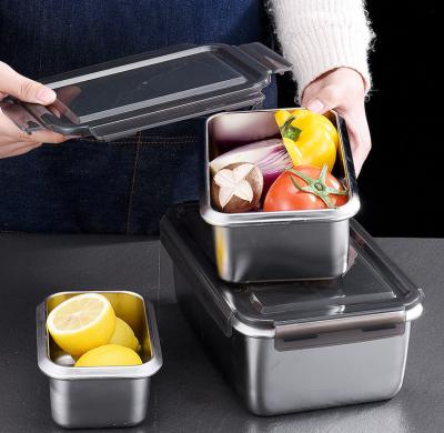 China Korean Style 5pcs Kitchenware 316 Stainless Steel Food Container Bento Box Set Rectangular Freshness Preservation Wholesale Style Plastic Lid for sale