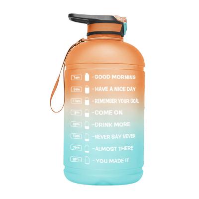 China New Gradient Color Sports Cup 3.78L Sports Kettle Creative Easy Carry Handle Gym Bottle Outdoor Large Viable Drinking Plastic Kettle for sale