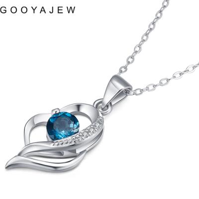 China Vintage GOOYAJEW Really Topaz Pendant Necklace Women's Statement Choker 925 Sterling Silver Natural Blue Gemstones with Chains H006 for sale