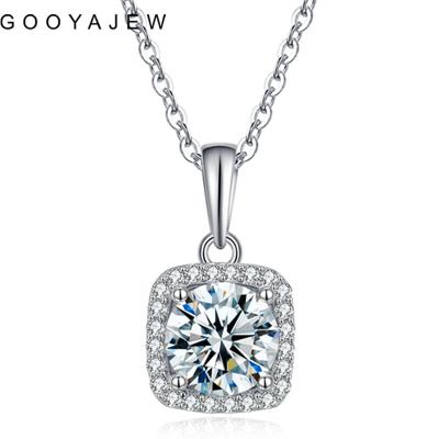 China Vintage GOOYAJEW 1ct 6.5mm D Moissanite Pendant 925 Sterling Silver Necklace New S925 Diamond Test Passed Jewelry Women's Gift 849 for sale