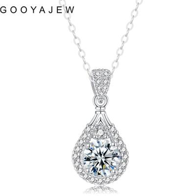 China Vintage GOOYAJEW 1ct 6.5mm D Moissanite Pendant 925 Sterling Silver Necklace New S925 Diamond Test Passed Jewelry Women's Gift 0919 for sale