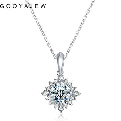 China Vintage GOOYAJEW 1ct 6.5mm D Moissanite Pendant 925 Sterling Silver Necklace New Diamond Test Passed Jewelry Women Gift 1693 S925 for sale