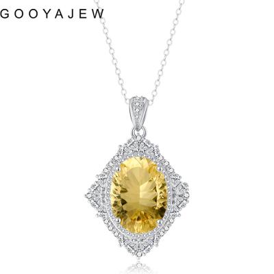 China Vintage GOOYAJEW 925 citrins Sterling Silver Pendant Necklace 2022 Women Yellow Big Cut Stone Gemstone S925 With Chain 1792 for sale