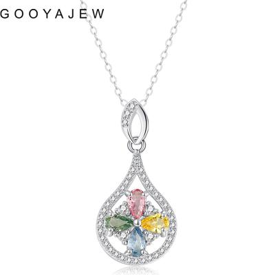 China GOOYAJEW Colorful Stone Sapphire 925 Sterling Silver Pendant Necklace 2022 CLASSIC Trend Women Gemstone S925 With Chain 1201 for sale