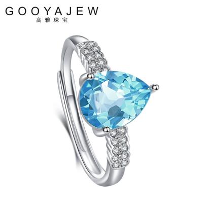 China Vintage GOOYAJEW Topaz 925 New Womens Sterling Silver Rings 2021 Fine Jewelry 005 Truly Natural Blue Gemstones S925 Gift for sale