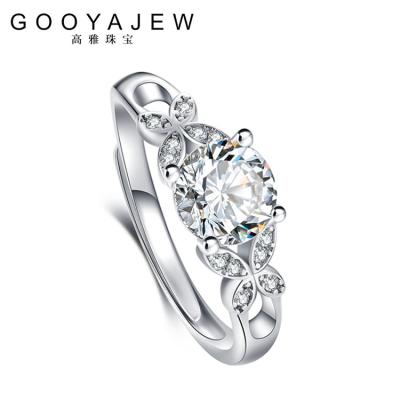 China GOOYAJEW FASHION 2021 Jewelry Women Wedding Gift 1ct 6.5mm D Moissanite 925 Sterling Silver Rings S925 New Diamond Test Passed 1974 for sale