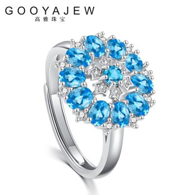 China Vintage GOOYAJEW S925 Topaz 925 Sterling Silver Rings New Women Natural Blue Stone Fine Jewelry 3146 Gemstone Wedding Gift for sale