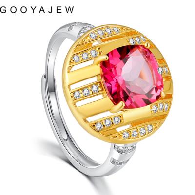 China GOOYAJEW Topaz 925 Sterling Silver Rings 2022 New Trendy Women's Fine Red Stone Wedding Bands S925 Gemstone Jewelry 3419 for sale