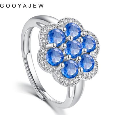 China GOOYAJEW Vintage Sapphire 925 New Trend Women Sterling Silver Rings 2022 Blue Stone Gemstones Gift S925 Fine Jewelry 13433 for sale