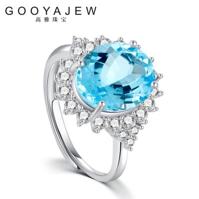 China Store New Women's Sterling Silver Rings 2022 Vintage Topaz 925 Natural Blue Crystal Gemstones S925 Fine Jewelry 3476 GOOYAJEW Big for sale