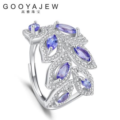 China New Vintage Trend Women's Fine Gemstone Gift S925 Purple Stone Jewelry 3477 GOOYAJEW Tanzanite 925 Sterling Silver Rings 2022 for sale