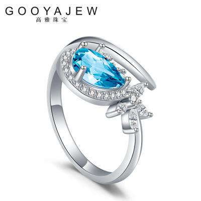 China GOOYAJEW TRENDY Topaz Sterling Silver Rings for women 7005 2022 fine jewelry trend blue stone 925 silver Gemstones S925 gift for sale