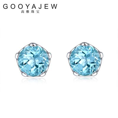 China Vintage GOOYAJEW Really Vintage 925 Topaz 925 Topaz Blue Fine Jewelry Five Claw JA025 Sterling Silver Women Gemstones Gift S925 Stud Earrings for sale