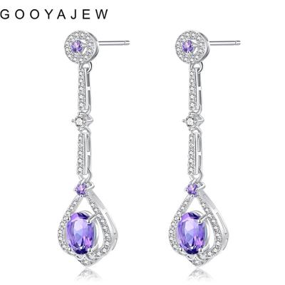 China GOOYAJEW Fashion Trend Women Stone Purple Gem Gemstones Gift S925 Fine Jewelry 5226 Sterling Silver Stud Earrings 2022 Amethyst 925 for sale