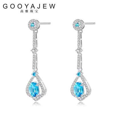 China Blue Gem Gemstones Gift S925 Gemstone Jewelry 5226 Trend Women Sterling Silver Stud Earrings 2022 Vintage Topaz 925 GOOYAJEW for sale