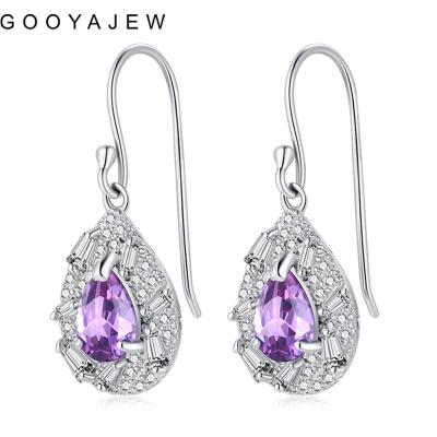 China GOOYAJEW Trend Women's Purple Fine Gem Gemstones Gift S925 Stone Jewelry 5007 Sterling Silver Stud Earrings 2022 Amethyst 925 for sale