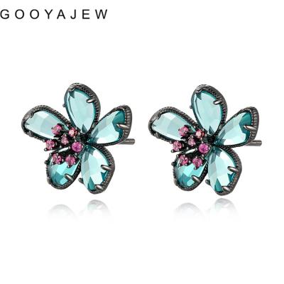 China GOOYAJEW New Vintage Women's Green 7025 Gem Gemstones Gift S925 Glass Fine Jewelry 925 Sterling Silver Eardrop Earrings 2022 for sale