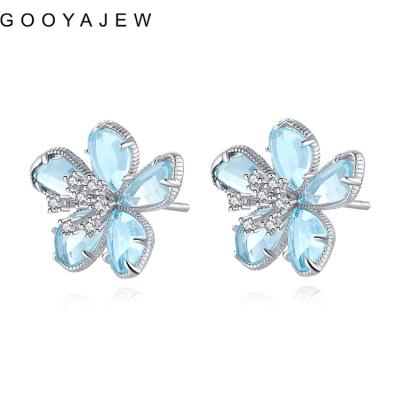 China New Vintage Women's GOOYAJEW 925 Sterling Silver Eardrop Earrings 2022 Blue Gem Gemstones Gift S925 Glass Fine Jewelry 7026 for sale