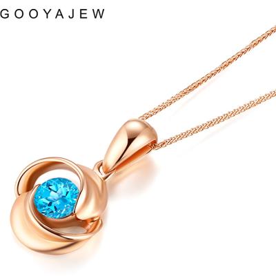 China Romantic GOOYAJEW (approx Pendant: 1.38g Chain: 0.62g 2022 Topaz Necklaces Women Rose Gold Real AU750 Fine Necklace Jewelry) Really 18K for sale